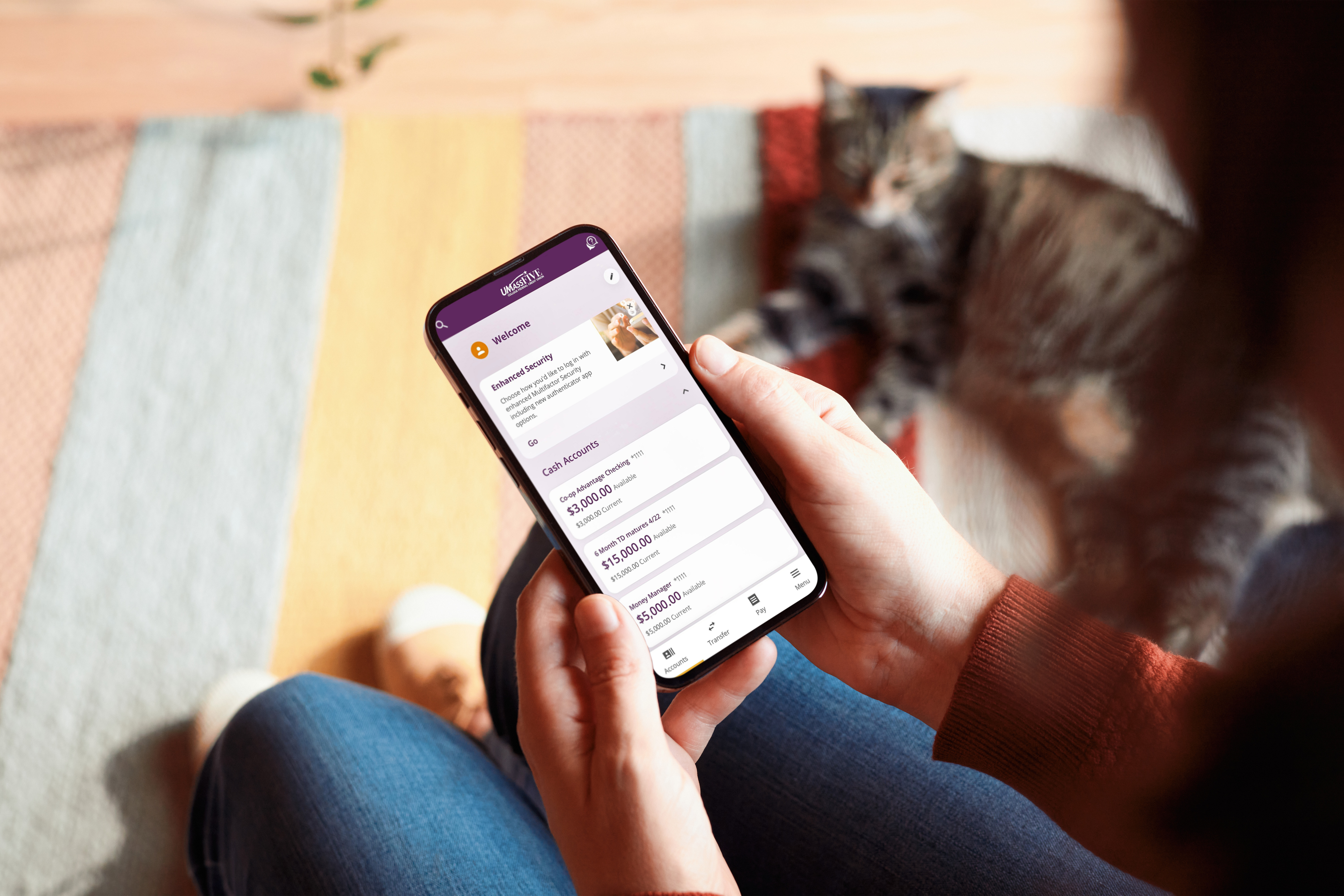 person using digital banking at umassfive