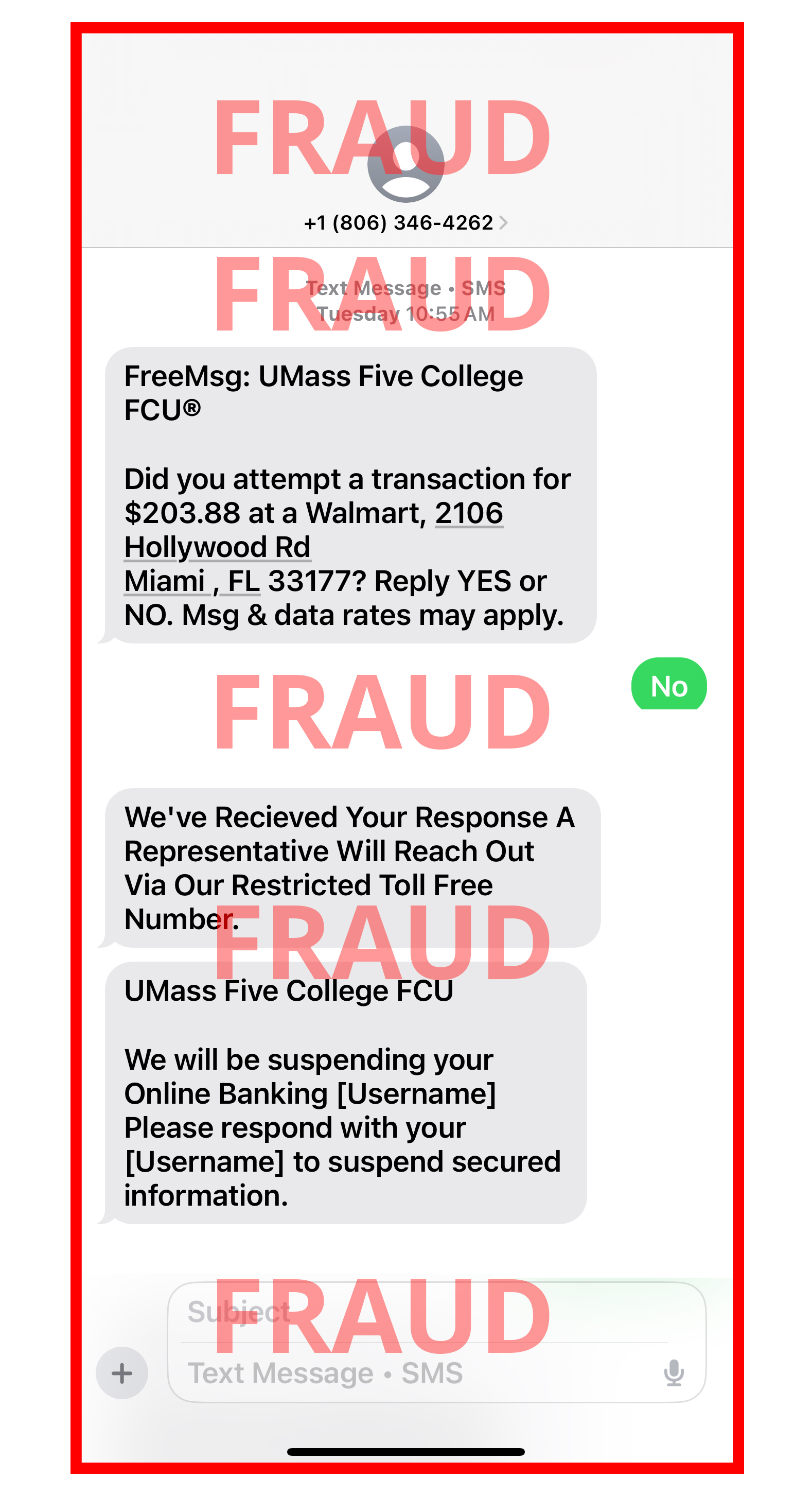 fraudulent text